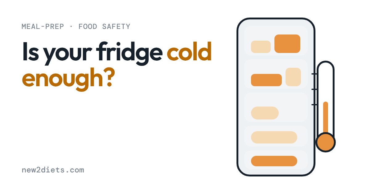 A fridge with shelves of food and a thermometer beside it