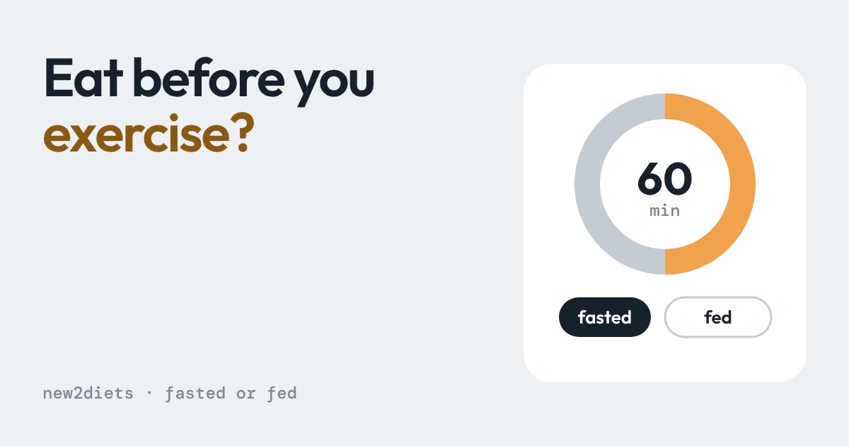 Ring showing 60 minutes with fasted and fed buttons beside the title Eat before you exercise?